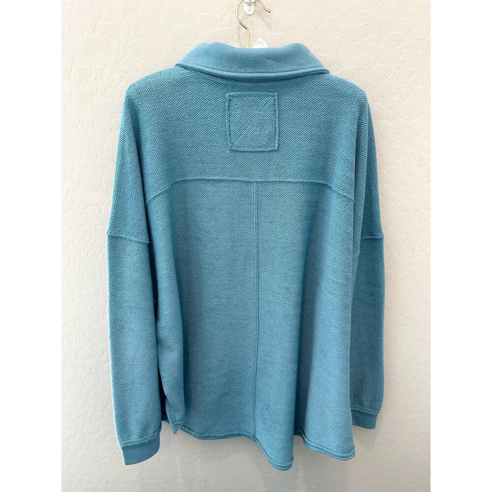 American Eagle Blue Oversized Collared Henley Swe… - image 5